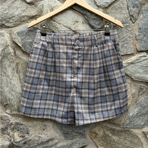 Full Tilt Plaid Front Pleat High Waisted Shorts